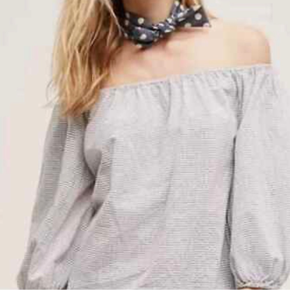 Anthropologie Maeve off shoulder seersucker blouse!